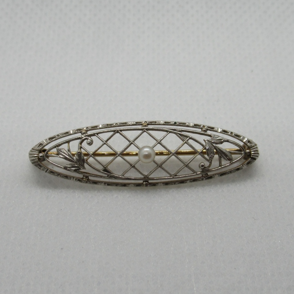 Antique Edwardian Krementz 14K Gold Brooch